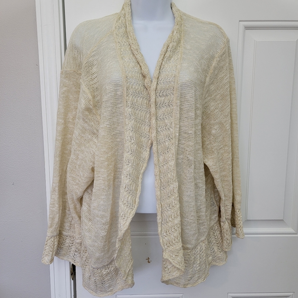 Torrid Cream Lace Lightweight Knit Open Cardigan Sweater Layering Size 4 / 4X